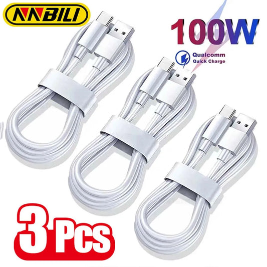 3PCS 10A 100W Type C Super Fast Charging Cable